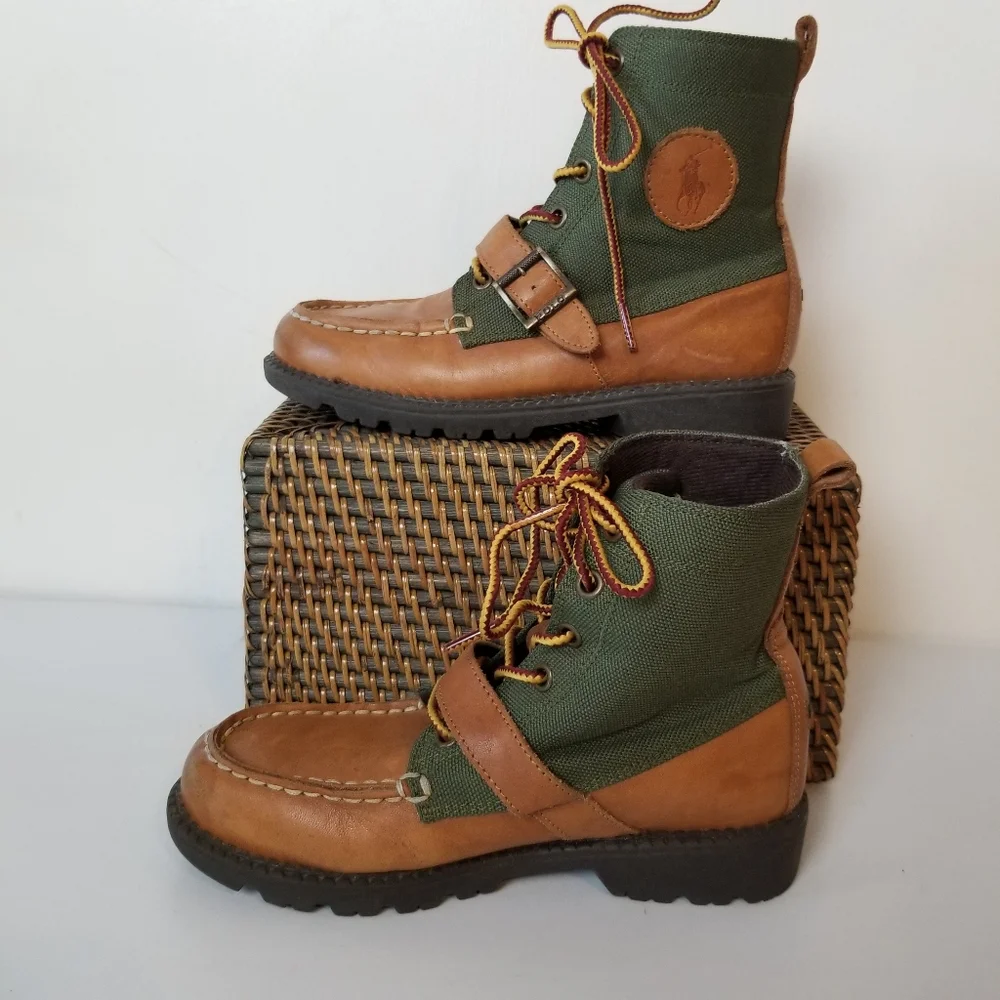 Polo Ralph Lauren Ranger Hi II Leather Textile Lace-Up Buckle Outdoor Boot
